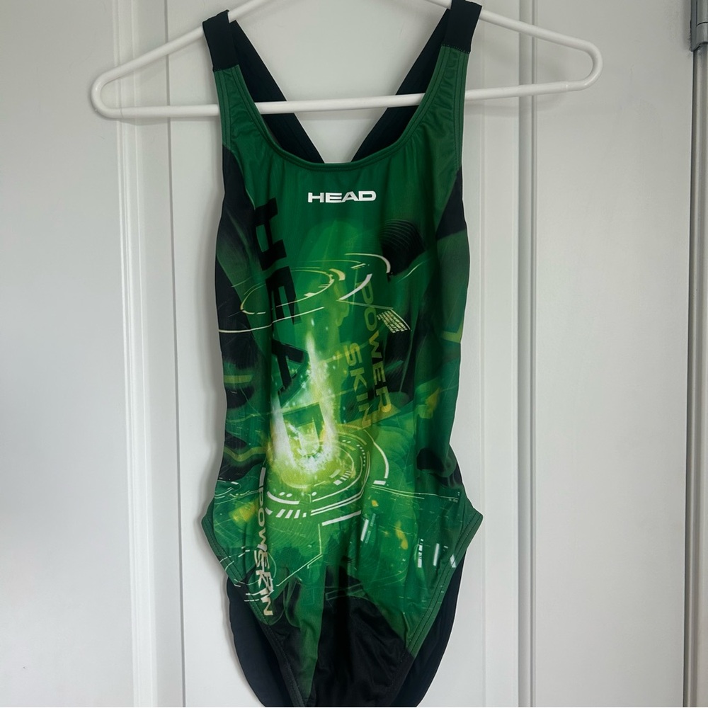 Head Women's Standard Photon Metallic One Piece Swimsuit Green Camo NWOT - SZ 30